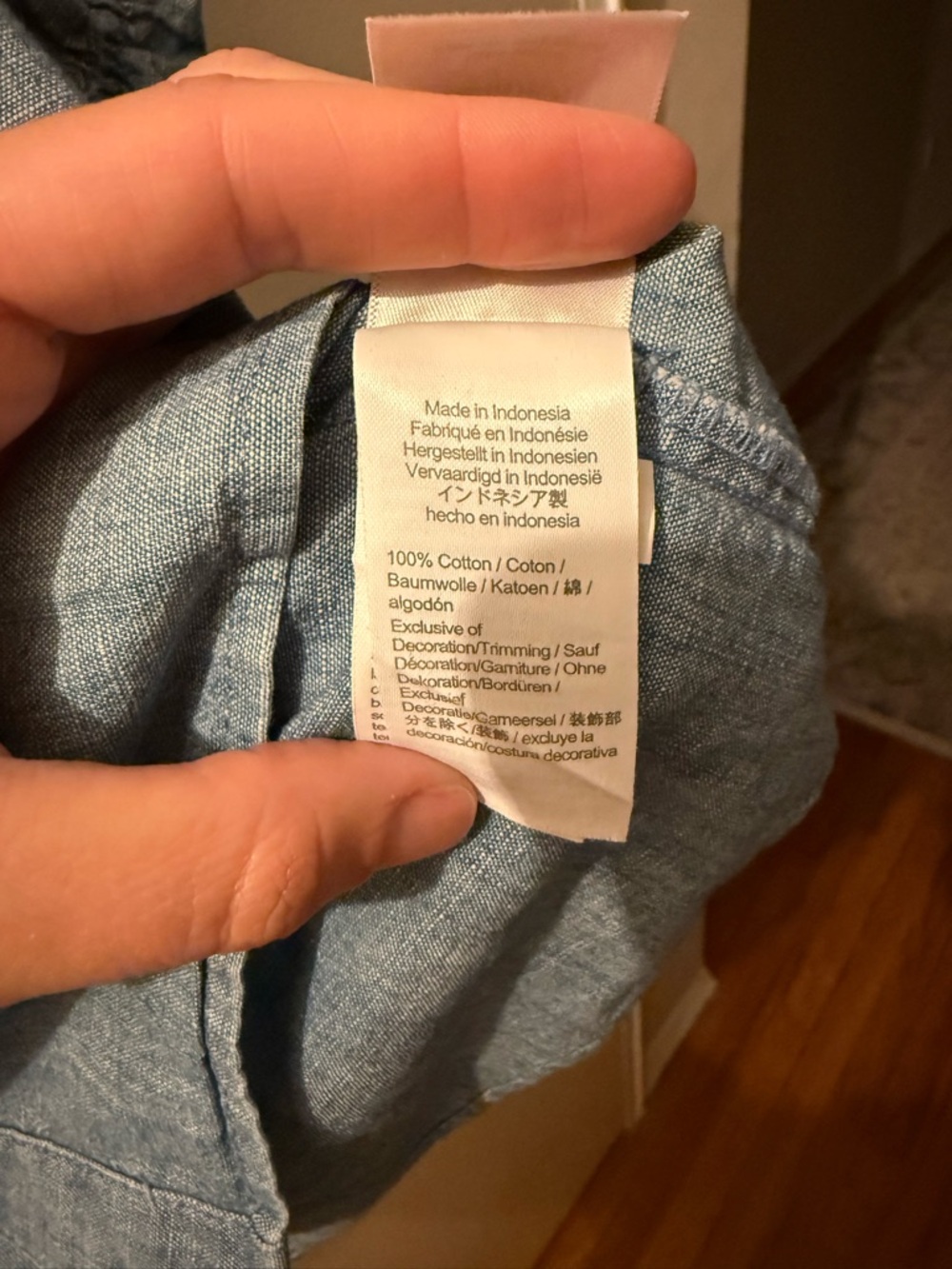 Jcrew Factory Chambray Ruffle Button-Front Women's Top - Picture 5 of 5